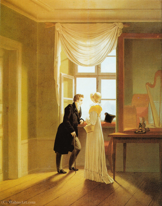 Wikioo.org - The Encyclopedia of Fine Arts - Painting, Artwork by Georg Friedrich Kersting - Couple at the window