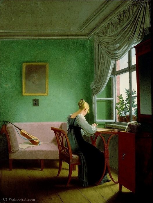 Wikioo.org – L'Enciclopedia delle Belle Arti - Pittura, Opere di Georg Friedrich Kersting - Donna ricamo.