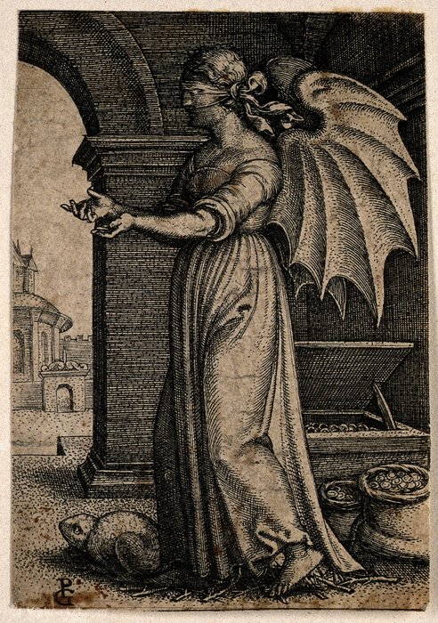 Wikioo.org - The Encyclopedia of Fine Arts - Painting, Artwork by Georg Pencz - A winged, blindfolded woman