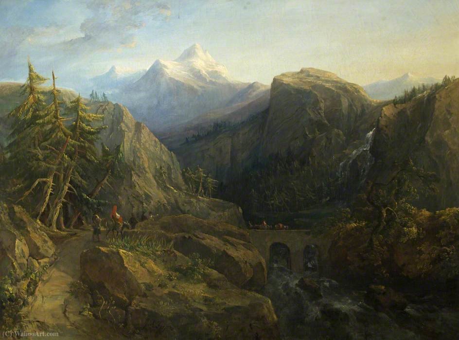 Wikioo.org - สารานุกรมวิจิตรศิลป์ - จิตรกรรม George Arthur Fripp - Eventide in the Italian Alps