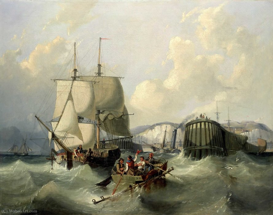 Wikioo.org - The Encyclopedia of Fine Arts - Painting, Artwork by George The Elder Chambers - A brig leaving dover