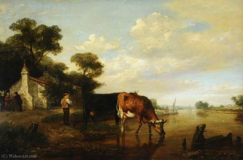 Wikioo.org - The Encyclopedia of Fine Arts - Painting, Artwork by George Vincent - Cattle drinking