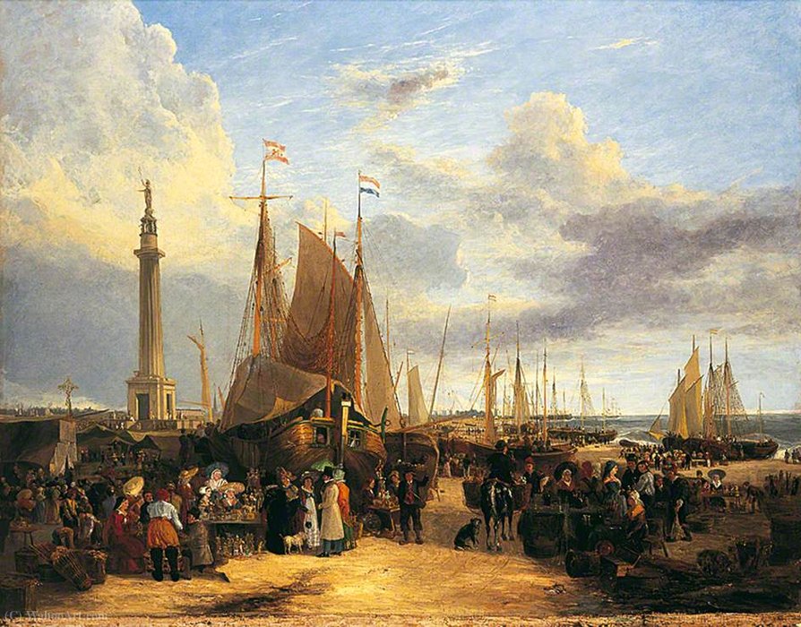 Wikioo.org - The Encyclopedia of Fine Arts - Painting, Artwork by George Vincent - Dutch Fair on Yarmouth Beach, Norfolk