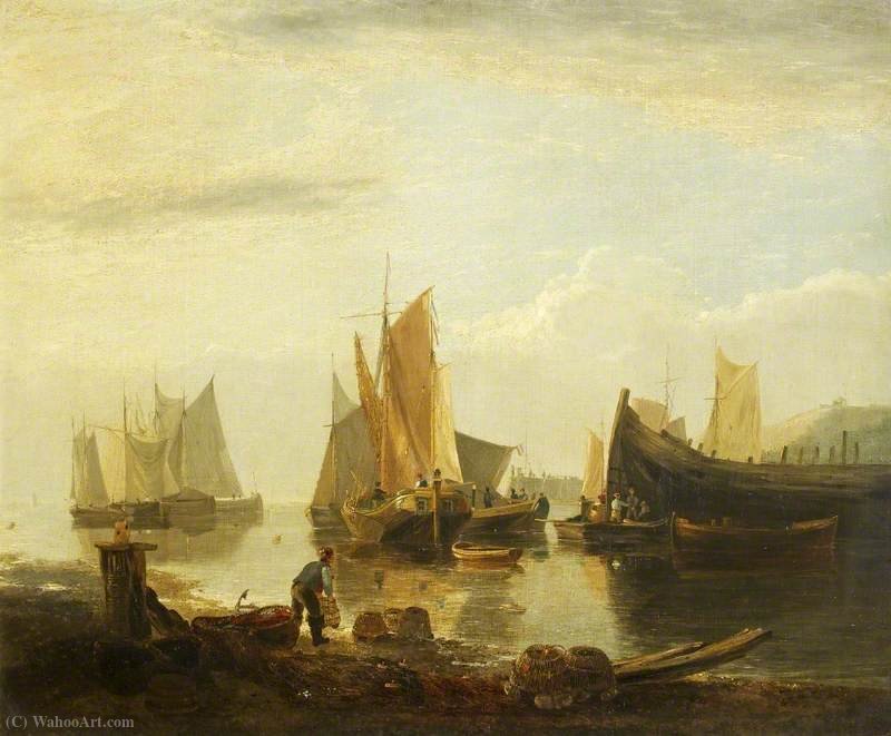 Wikioo.org - The Encyclopedia of Fine Arts - Painting, Artwork by George Vincent - Fishing Boats in a Harbour