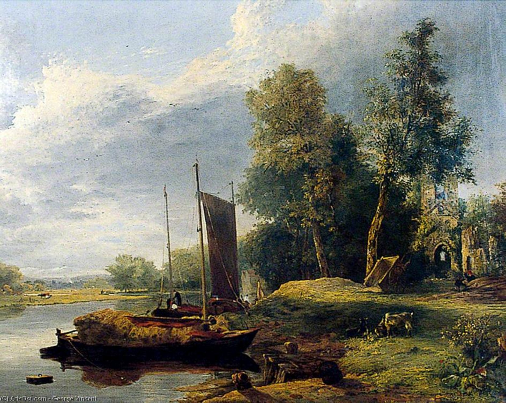 WikiOO.org - Encyclopedia of Fine Arts - Lukisan, Artwork George Vincent - On the River Yare, Norfolk