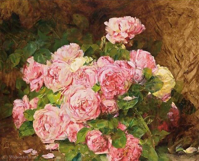 WikiOO.org - Encyclopedia of Fine Arts - Maalaus, taideteos Georges Jeannin - A bunch of pink peonies