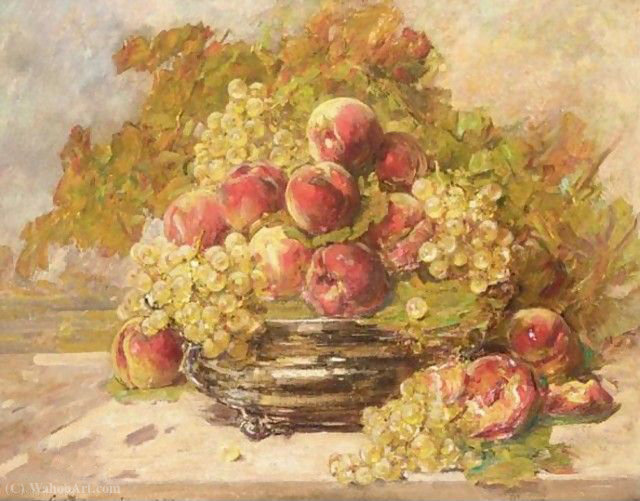 WikiOO.org - Енциклопедія образотворчого мистецтва - Живопис, Картини
 Georges Jeannin - Still life of peaches and grapes