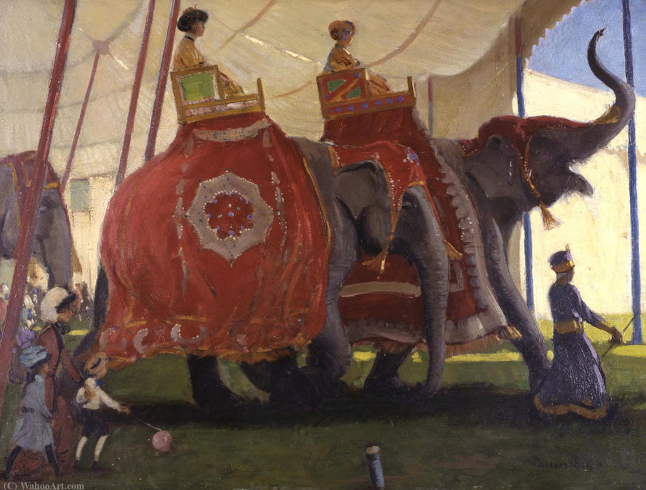 Wikoo.org - موسوعة الفنون الجميلة - اللوحة، العمل الفني Gifford Beal - Elephants
