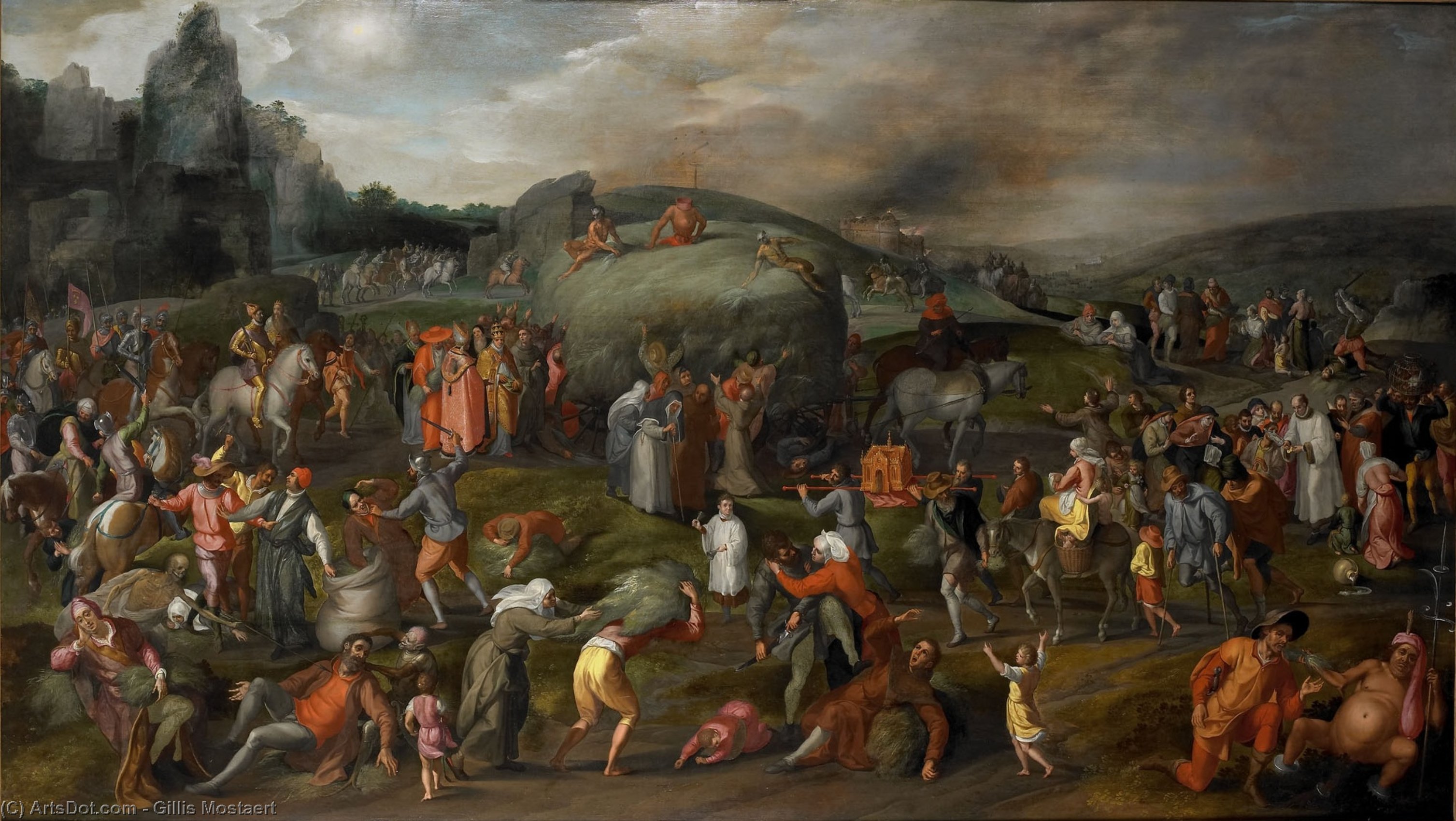Wikioo.org - The Encyclopedia of Fine Arts - Painting, Artwork by Gillis Mostaert - Allegory on worldly and ecclesiastical abuses.
