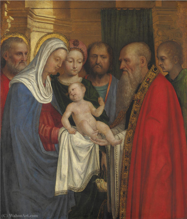 Wikioo.org - The Encyclopedia of Fine Arts - Painting, Artwork by Giovanni Agostino Da Lodi - Presentation in the temple