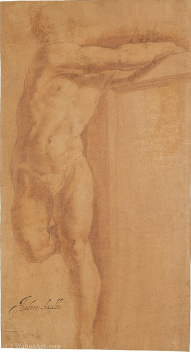 WikiOO.org - Εγκυκλοπαίδεια Καλών Τεχνών - Ζωγραφική, έργα τέχνης Giovanni Andrea Ansaldo - Study of a figure on a cross