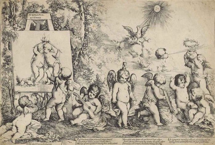 Wikioo.org – La Enciclopedia de las Bellas Artes - Pintura, Obras de arte de Giovanni Andrea Podesta - Alegoría con Cupido y Putti