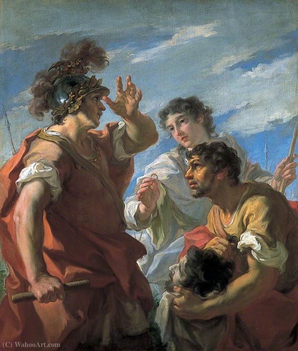 Wikioo.org - The Encyclopedia of Fine Arts - Painting, Artwork by Giovanni Antonio Pellegrini - Caesar before Alexandria