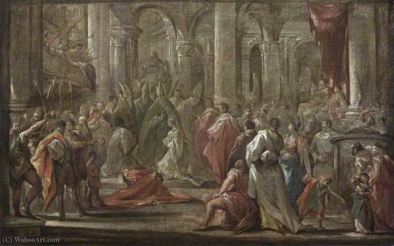 WikiOO.org – 美術百科全書 - 繪畫，作品 Giovanni Antonio Pellegrini - 草图普法尔茨 - 诺伊堡在皇后Eleanora马格达莱纳特里萨的加冕（1690）