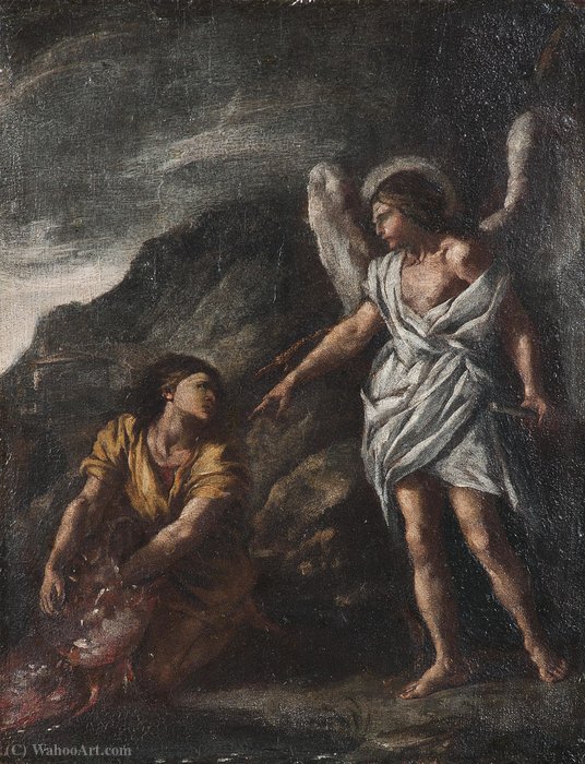 WikiOO.org - Encyclopedia of Fine Arts - Målning, konstverk Giovanni Battista Caracciolo - Tobias and the Angel