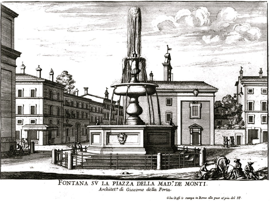 Wikioo.org - สารานุกรมวิจิตรศิลป์ - จิตรกรรม Giovanni Battista Falda - Engraving of Piazza dei Monti