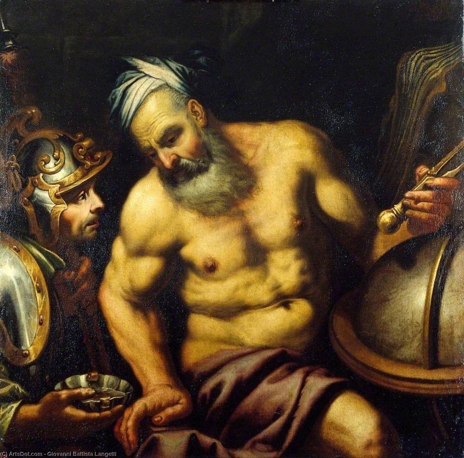 Wikioo.org - The Encyclopedia of Fine Arts - Painting, Artwork by Giovanni Battista Langetti - Aristotle Refusing the Hemlock