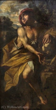 Wikioo.org – La Enciclopedia de las Bellas Artes - Pintura, Obras de arte de Giovanni Battista Spinelli - David con la cabeza de Goliat