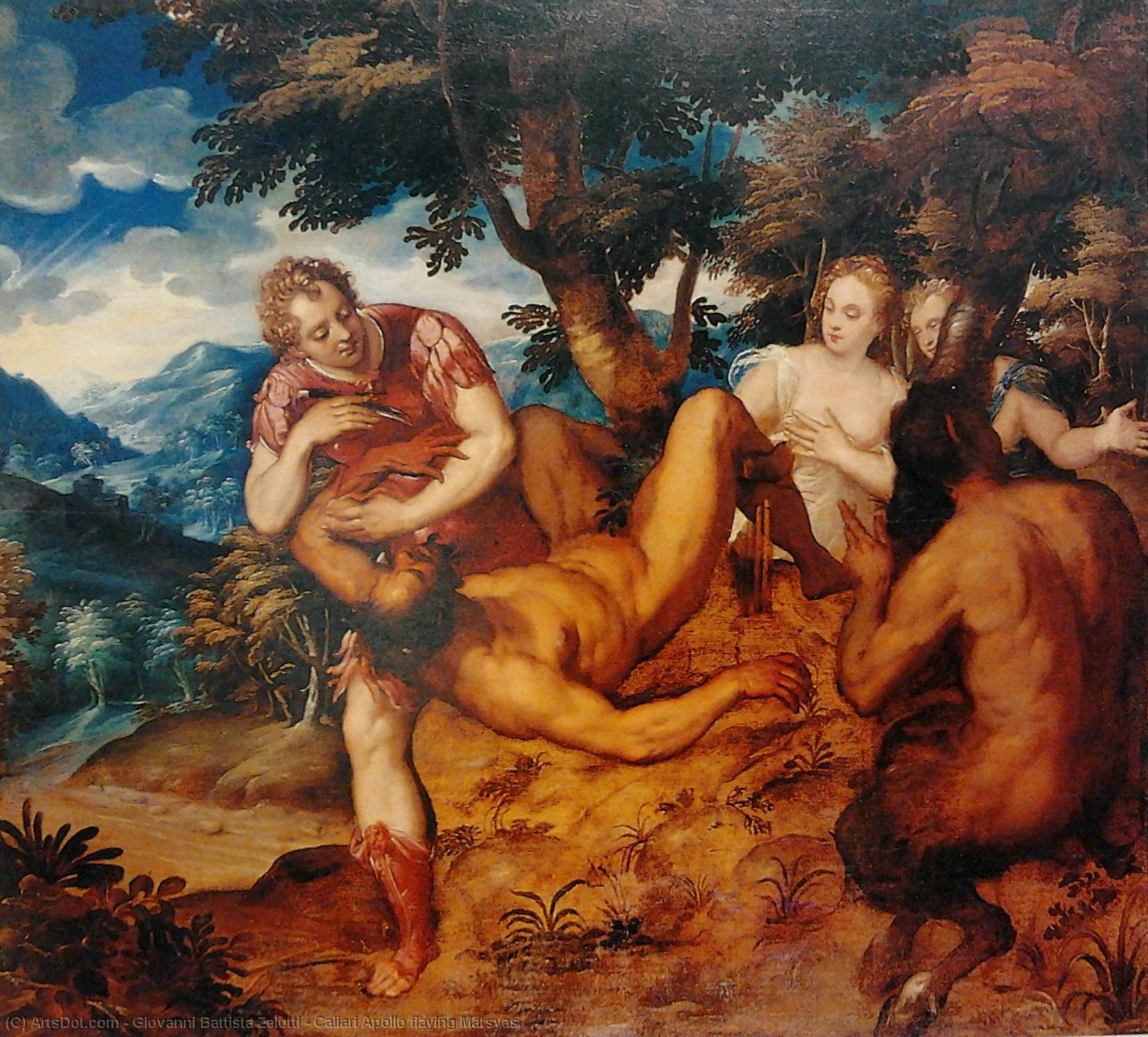 Wikioo.org - สารานุกรมวิจิตรศิลป์ - จิตรกรรม Giovanni Battista Zelotti - Caliari Apollo flaying Marsyas