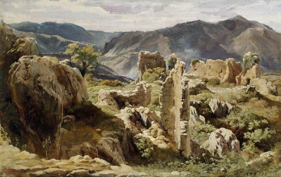 WikiOO.org - Encyclopedia of Fine Arts - Maalaus, taideteos Giovanni Costa - Ruins in the Colli Albani