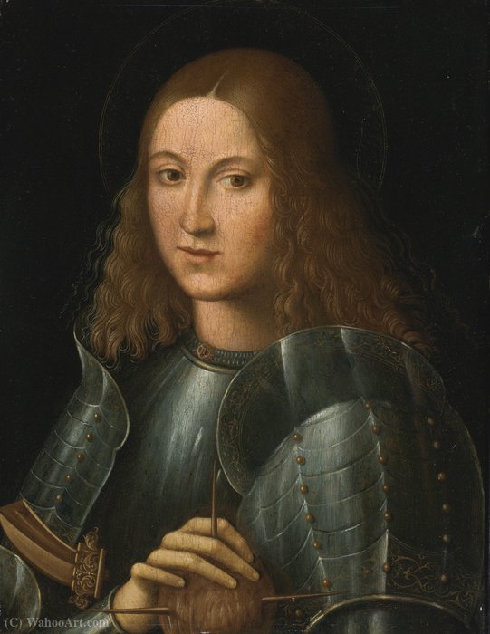 Wikioo.org - The Encyclopedia of Fine Arts - Painting, Artwork by Giovanni Francesco Caroto - A saint in armor, head and shoulders
