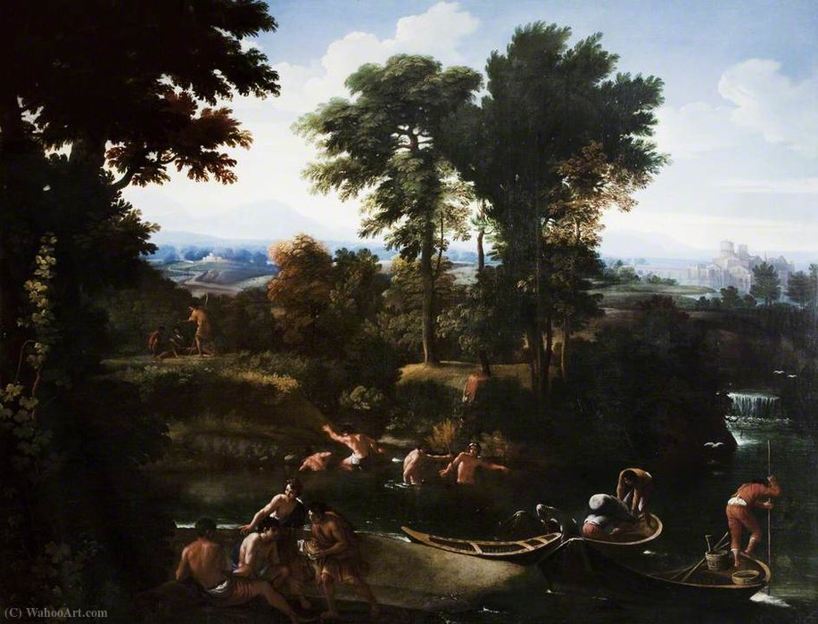 Wikioo.org - The Encyclopedia of Fine Arts - Painting, Artwork by Giovanni Francesco Grimaldi - Classical italian landscape