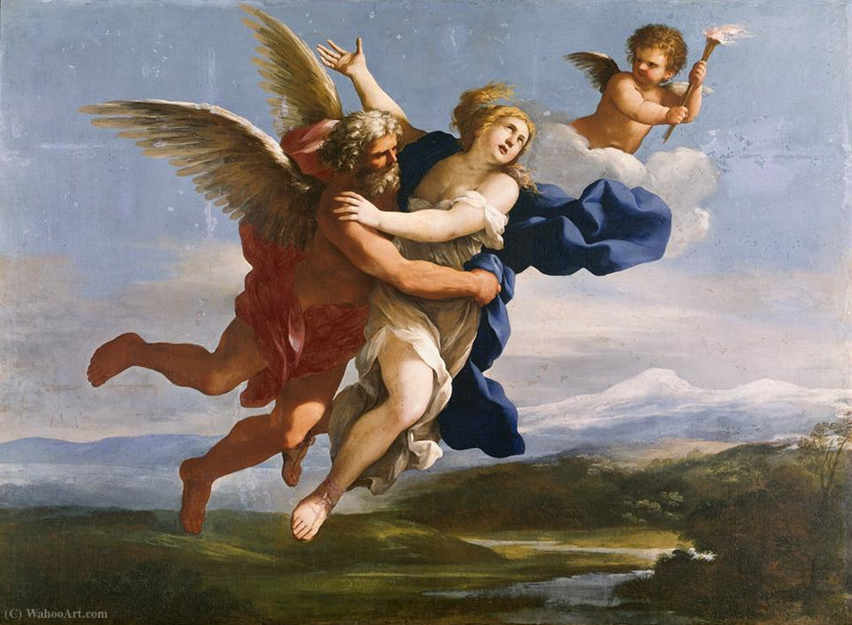 Wikioo.org - The Encyclopedia of Fine Arts - Painting, Artwork by Giovanni Francesco Romanelli - Boreas abducting oreithyia
