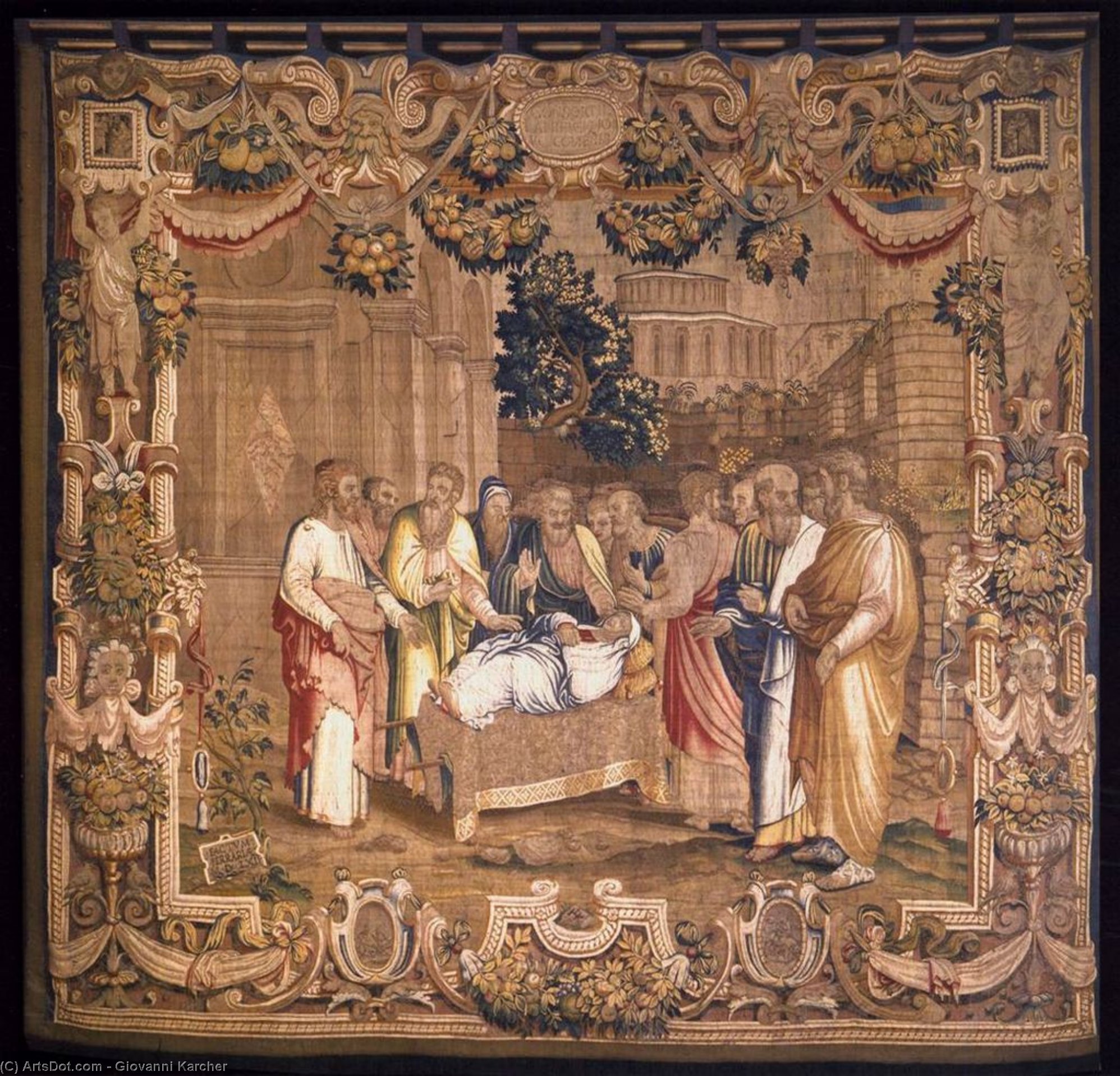 Wikioo.org - Encyklopedia Sztuk Pięknych - Malarstwo, Grafika Giovanni Karcher - Dormition of the virgin - (1562)