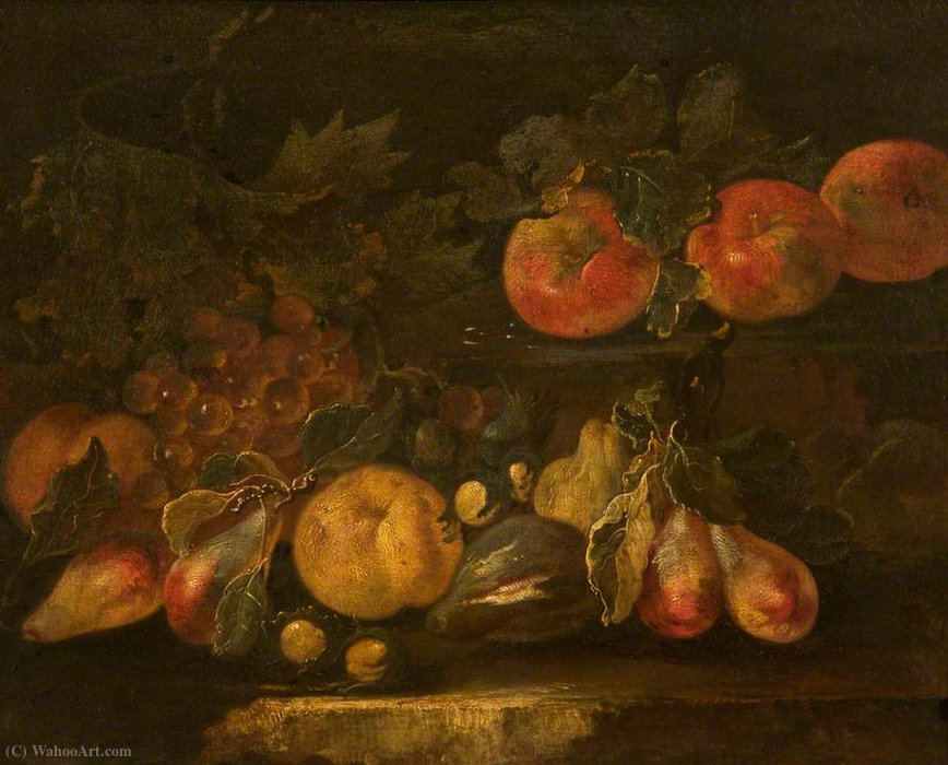Wikioo.org - The Encyclopedia of Fine Arts - Painting, Artwork by Giovanni Paolo Spadino - Fruit on Stone Steps