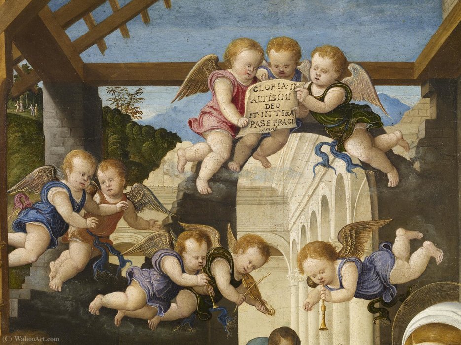 Wikioo.org - The Encyclopedia of Fine Arts - Painting, Artwork by Girolamo Da Santacroce - The Adoration of the Three Kings - (12)