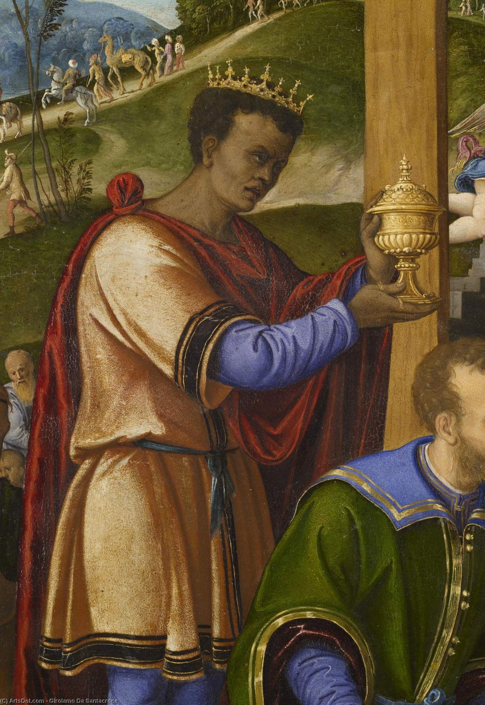 Wikioo.org - The Encyclopedia of Fine Arts - Painting, Artwork by Girolamo Da Santacroce - The Adoration of the Three Kings