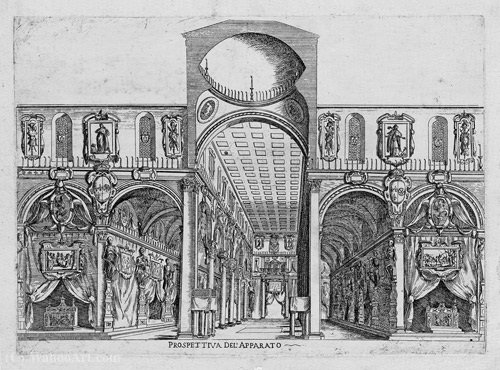 Wikioo.org – L'Enciclopedia delle Belle Arti - Pittura, Opere di Giulio Parigi - Festiva in scena il funerale di Enrico IV