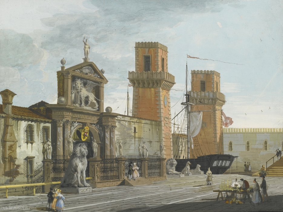 WikiOO.org - Enciklopedija dailės - Tapyba, meno kuriniai Giuseppe Bernardino Bison - View of the arsenale, venice