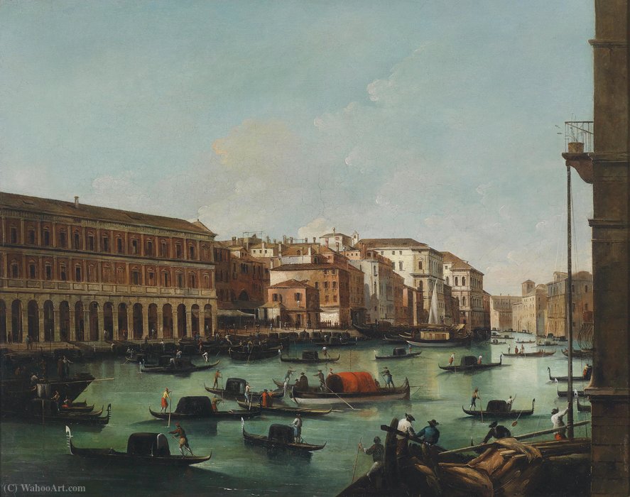 Wikioo.org - The Encyclopedia of Fine Arts - Painting, Artwork by Giuseppe Bernardino Bison - Venedig Canal Grande mit New Factories