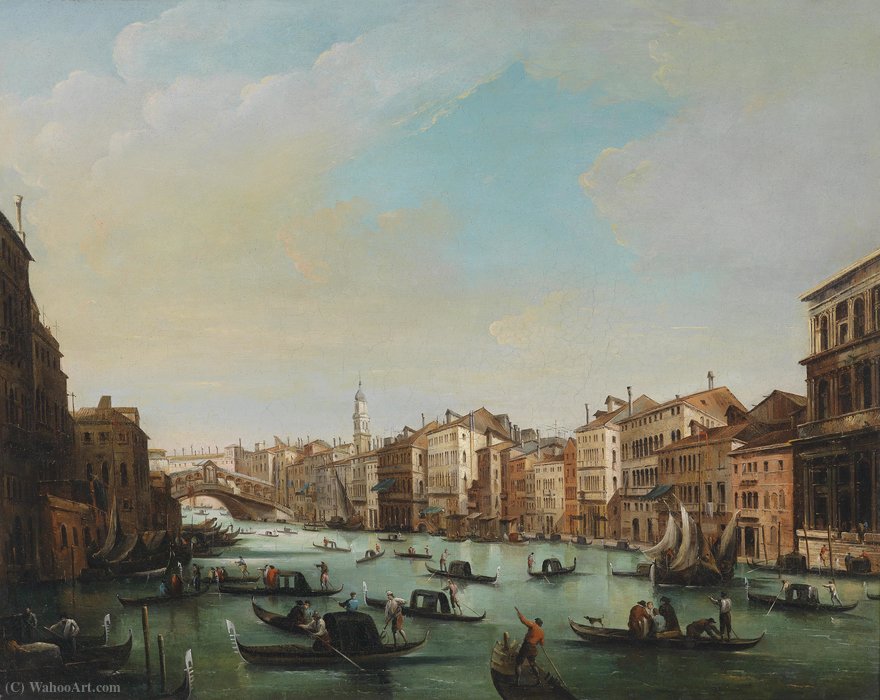 Wikioo.org – La Enciclopedia de las Bellas Artes - Pintura, Obras de arte de Giuseppe Bernardino Bison - Venecia Canal Grande mit Ponte Rialto