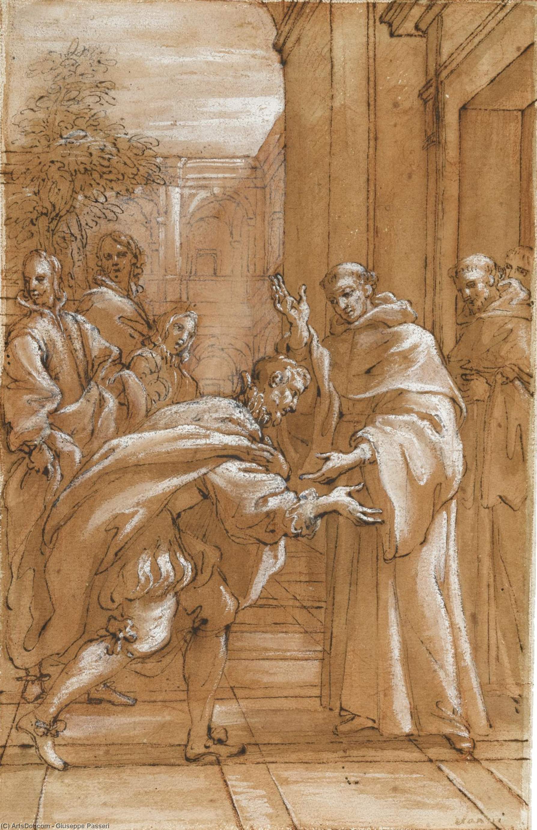 Wikioo.org - The Encyclopedia of Fine Arts - Painting, Artwork by Giuseppe Passeri - St bernard received into the abbey of citeaux by st stephen harding