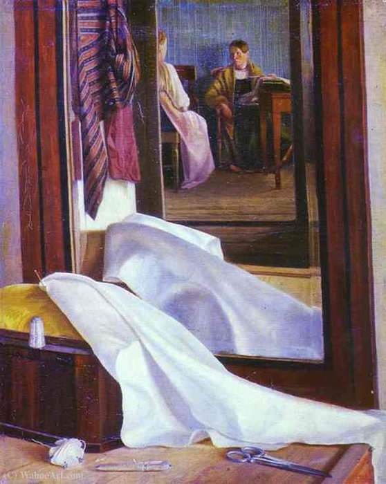 WikiOO.org - אנציקלופדיה לאמנויות יפות - ציור, יצירות אמנות Grigori Vasilievich Soroka - Reflection in the mirror.