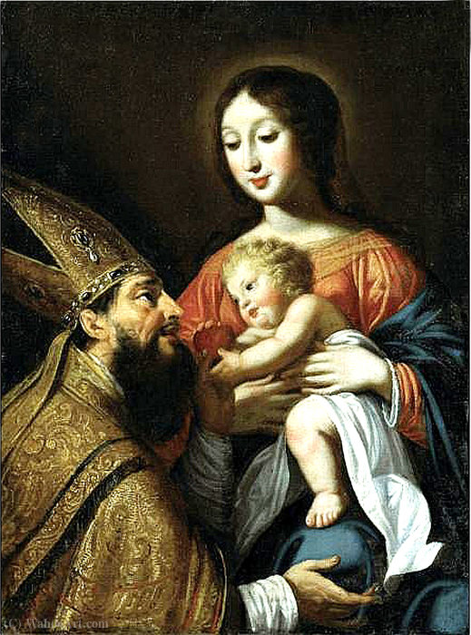 Wikioo.org - The Encyclopedia of Fine Arts - Painting, Artwork by Guy François - Virgin and Child and St Augustine