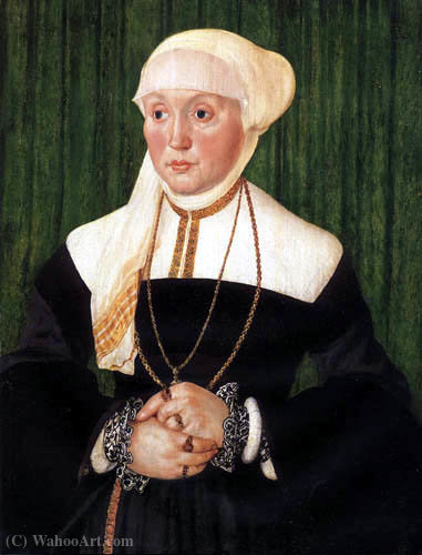 Wikioo.org - The Encyclopedia of Fine Arts - Painting, Artwork by Hans Mielich - Portrait of a lady at the age of twenty-seven