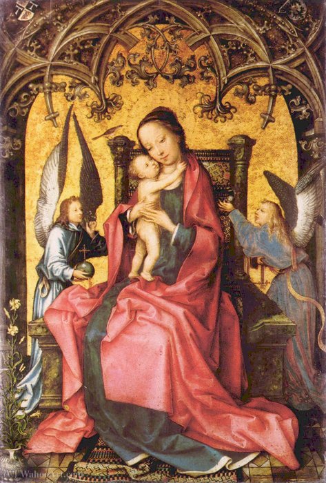 Wikioo.org – La Enciclopedia de las Bellas Artes - Pintura, Obras de arte de Hans Holbein The Elder - María coronada por ángeles