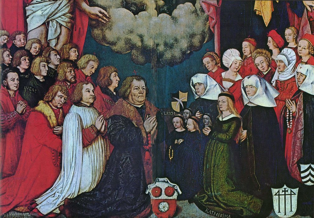 Wikioo.org - Die Enzyklopädie bildender Kunst - Malerei, Kunstwerk von Hans Holbein The Elder - Porträt von Ulrich Schwarz und seiner Familie (Detail)