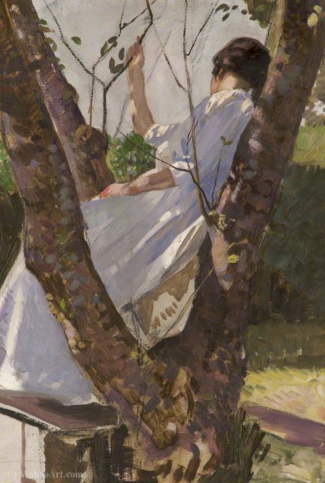 Wikioo.org - The Encyclopedia of Fine Arts - Painting, Artwork by Harry Watson - Girl in a Tree