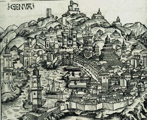 WikiOO.org - Enciklopedija dailės - Tapyba, meno kuriniai Hartmann Schedel - View of Genoa in Italy