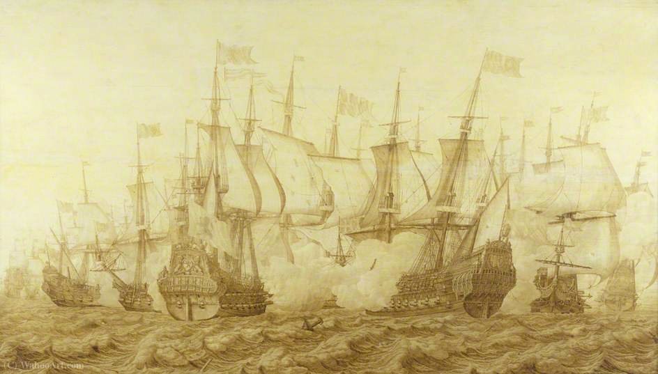 Wikioo.org - สารานุกรมวิจิตรศิลป์ - จิตรกรรม Heerman Witmont - The Battle of the Gabbard, 2 June (1653)