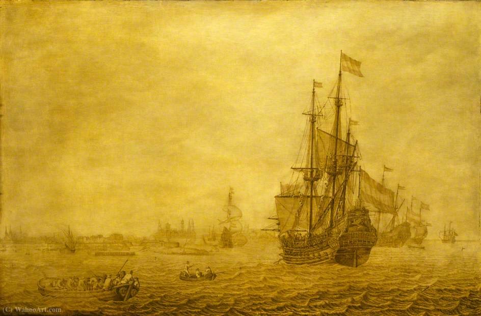 WikiOO.org - Encyclopedia of Fine Arts - Schilderen, Artwork Heerman Witmont - The Dutch Ship 'Eendracht' at Anchor