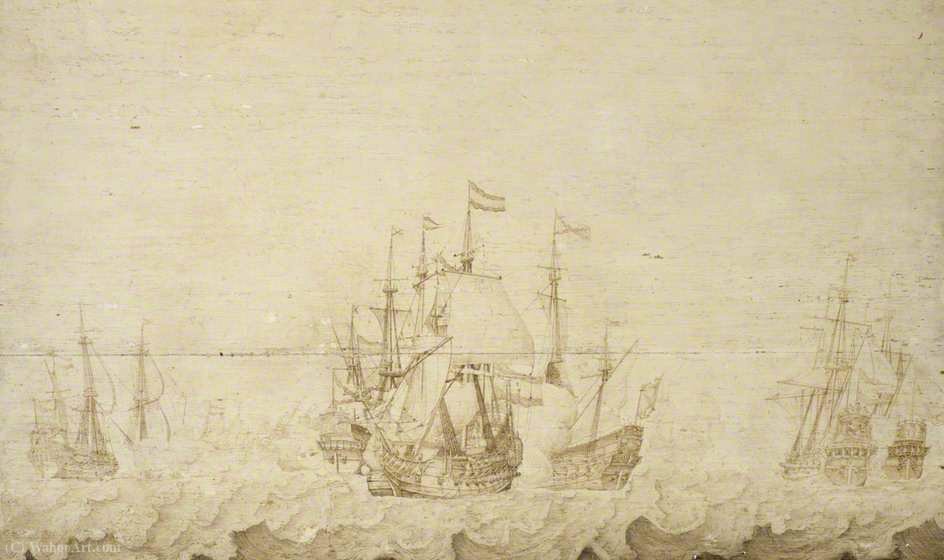 Wikioo.org – L'Enciclopedia delle Belle Arti - Pittura, Opere di Heerman Witmont - Prima battaglia di Dunkerque, 1 marzo (1639)