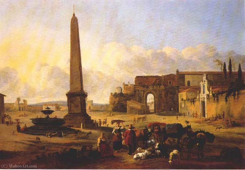 Wikioo.org - The Encyclopedia of Fine Arts - Painting, Artwork by Hendrick Mommers - Piazza del Popolo