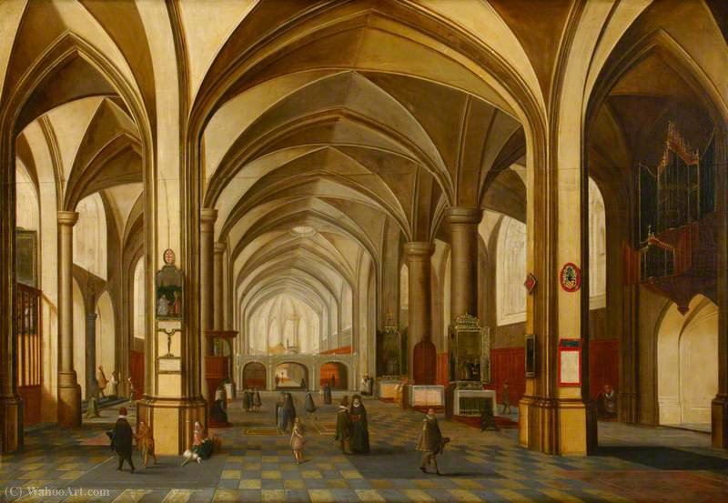 Wikioo.org - The Encyclopedia of Fine Arts - Painting, Artwork by Hendrick Van The Younger Steenwyck - A Church Interior with Figures