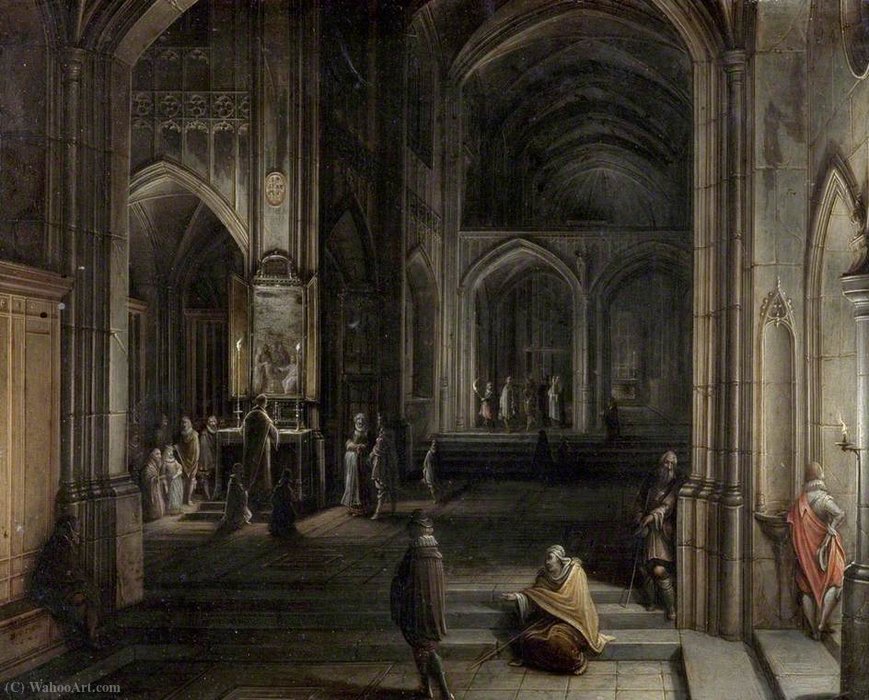 Wikioo.org - The Encyclopedia of Fine Arts - Painting, Artwork by Hendrick Van The Younger Steenwyck - Interior of a Church