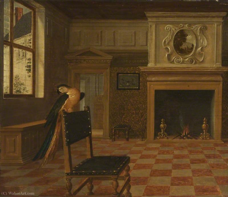 Wikioo.org - The Encyclopedia of Fine Arts - Painting, Artwork by Hendrick Van The Younger Steenwyck - Interior of a House with a Macaw on a Chair